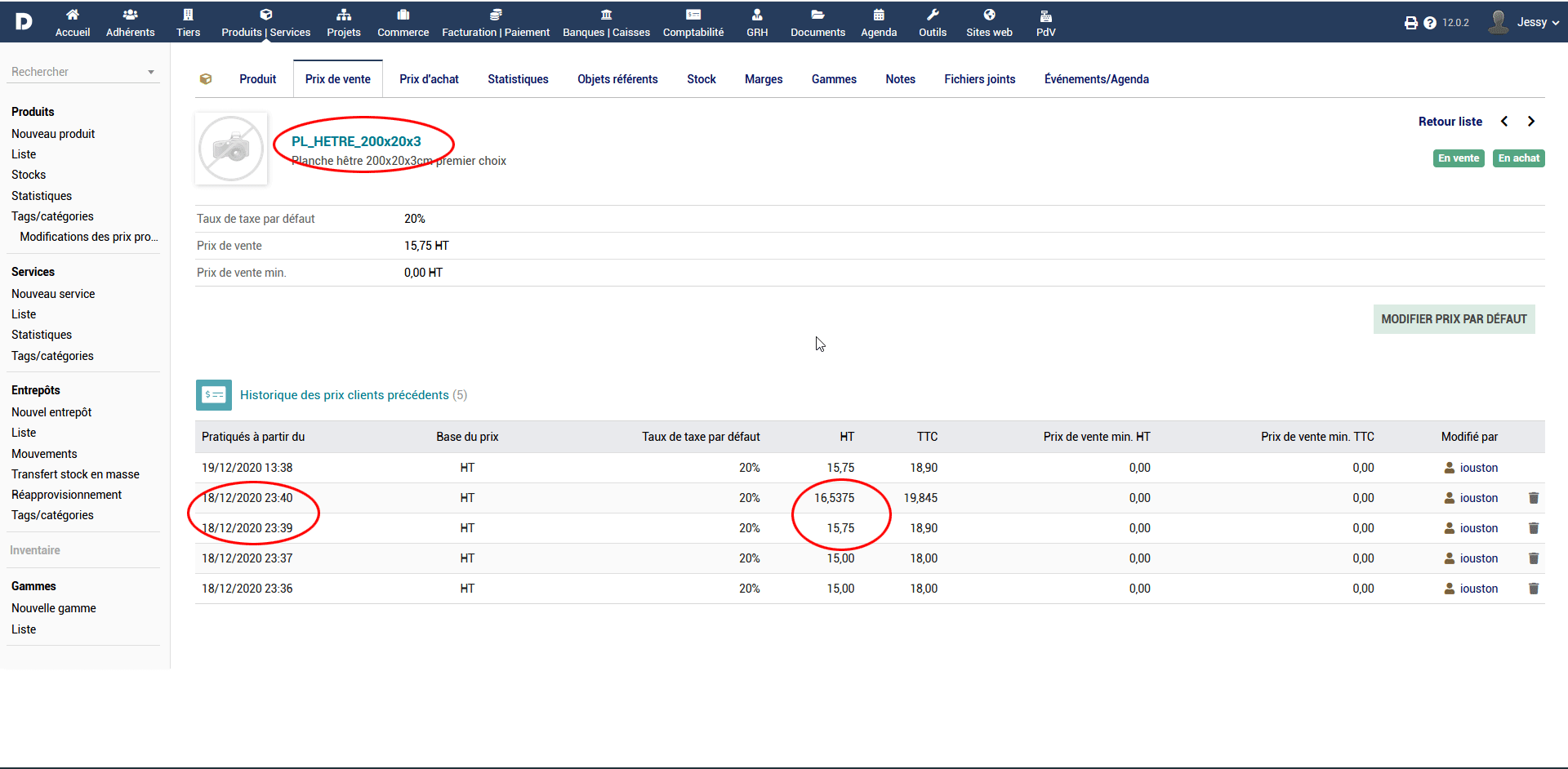 modification en masse des prix produits dolibarr