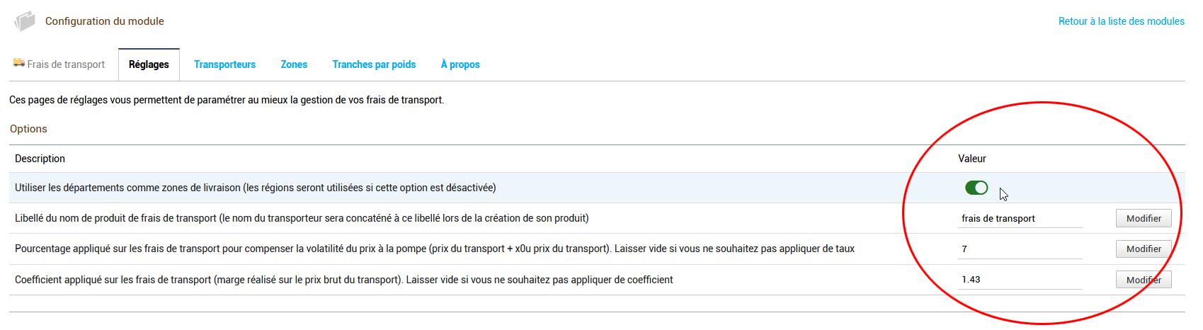module dolibarr frais de port