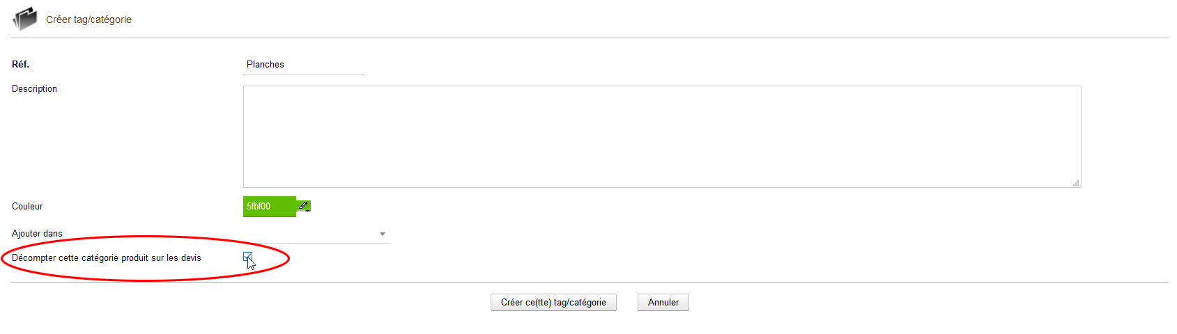 ajouter categorie prix moyen produit dolibarr devis