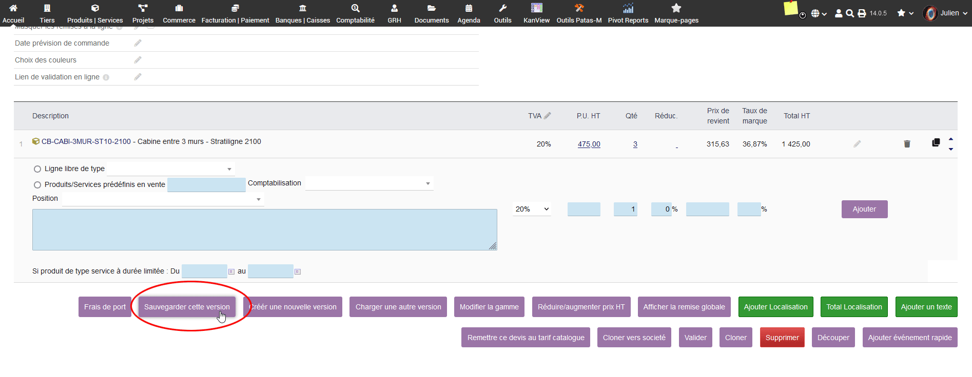 dolibarr enregistrer differentes versions devis