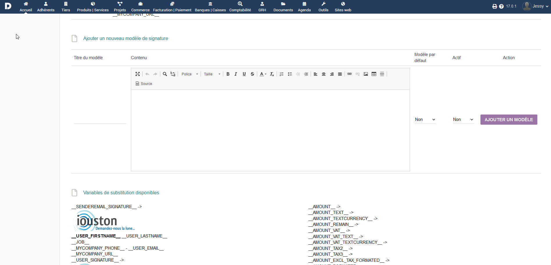 creer signature utilisateur dolibarr en masse