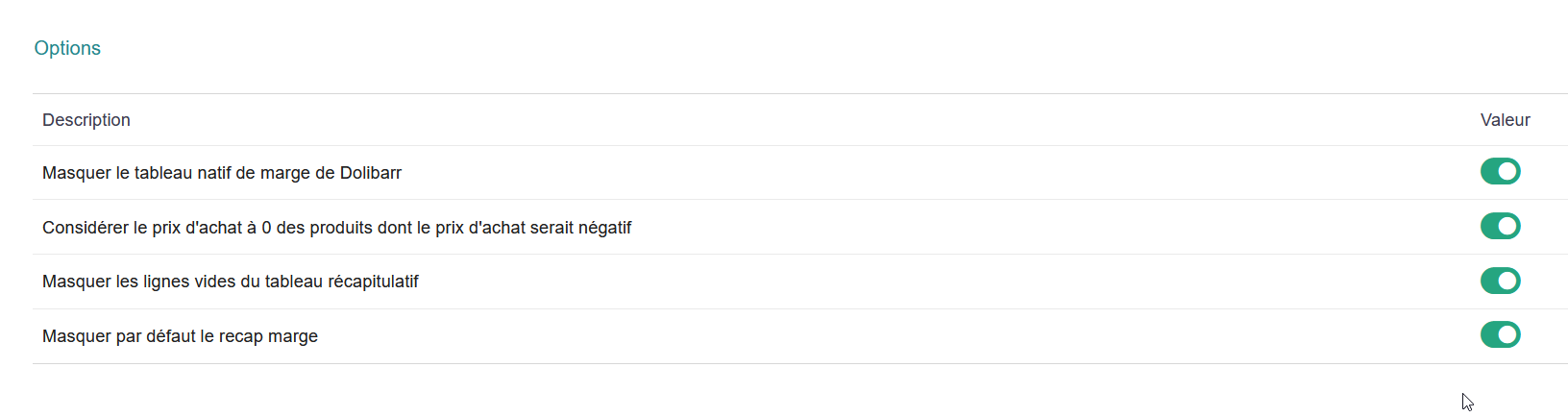 module dolibarr recapitulatif de marge vue des options